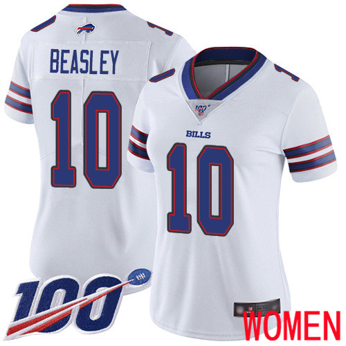 Women Buffalo Bills #10 Cole Beasley White Vapor Untouchable Limited Player 100th Season NFL Jersey